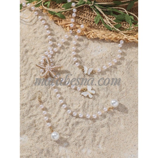 3 Pieces set beach style necklace earrings and bracelet