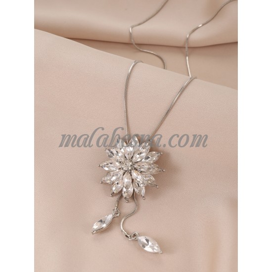 Long crystal diamond necklace