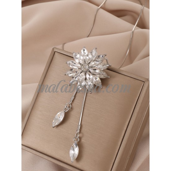 Long crystal diamond necklace