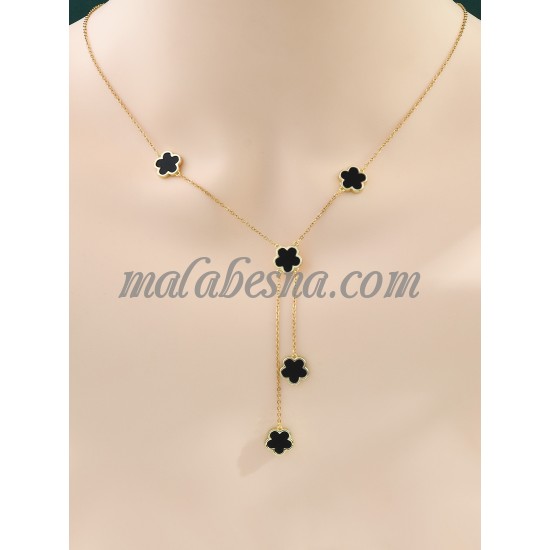 Simple black flower shape necklace