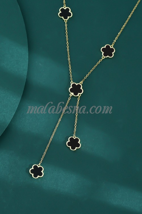 Simple black flower shape necklace