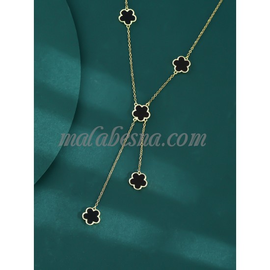 Simple black flower shape necklace