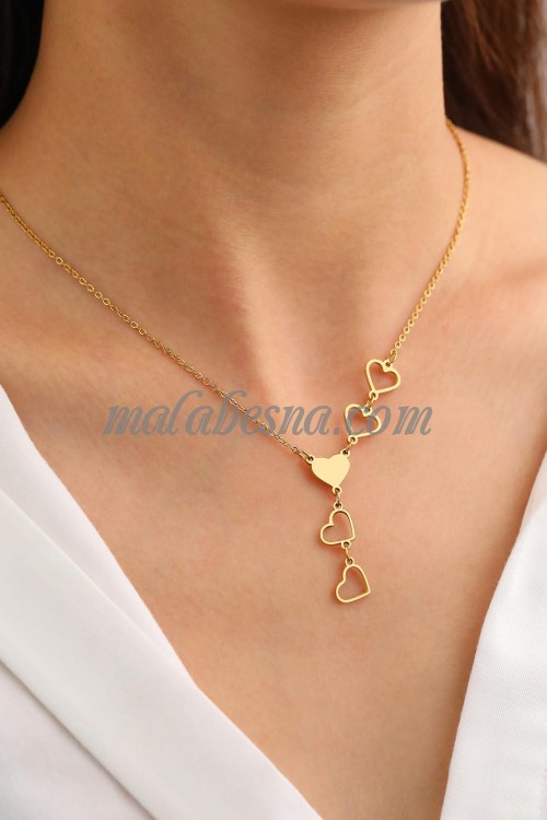 Golden necklace with heart shapes