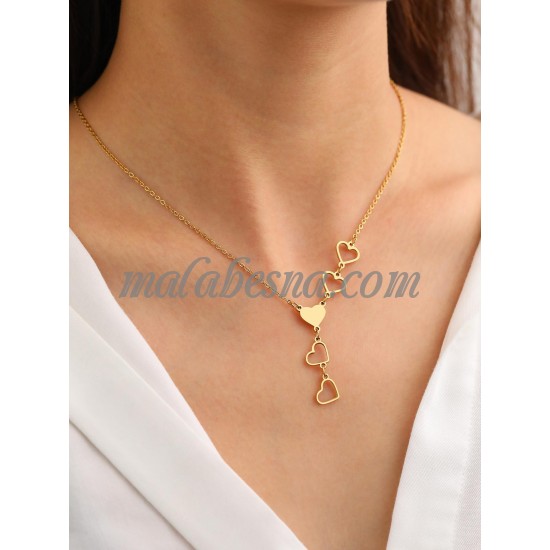 Golden necklace with heart shapes