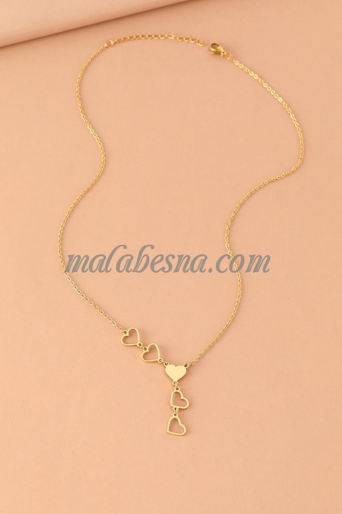 Golden necklace with heart shapes