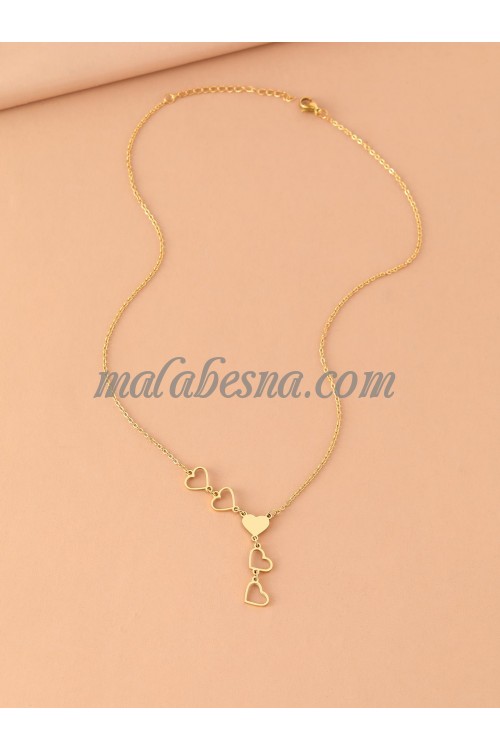 Golden necklace with heart shapes