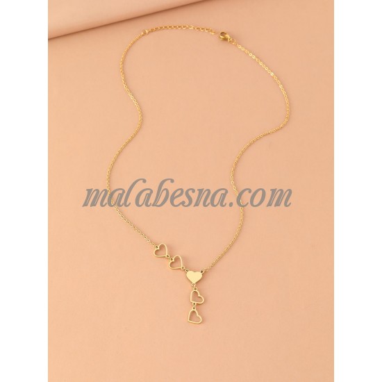 Golden necklace with heart shapes