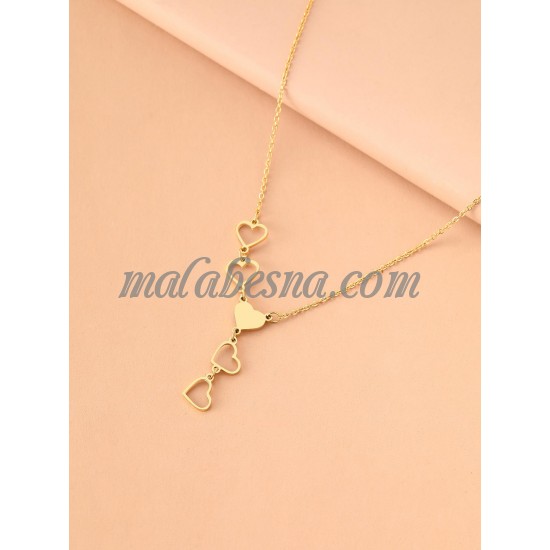 Golden necklace with heart shapes