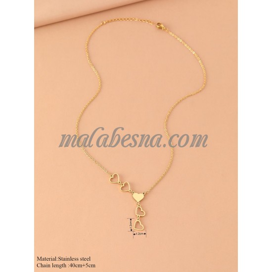 Golden necklace with heart shapes