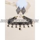 Set of black necklace and earrings with black pearls