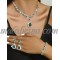 3 Pieces green and silver set of necklace earrings and bracelet