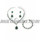 3 Pieces green and silver set of necklace earrings and bracelet