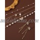 3 Pieces golden set of necklace earrings and bracelet with butterfly and white pearls