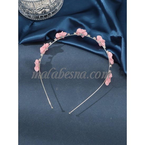 Pink hair hoop with flowers