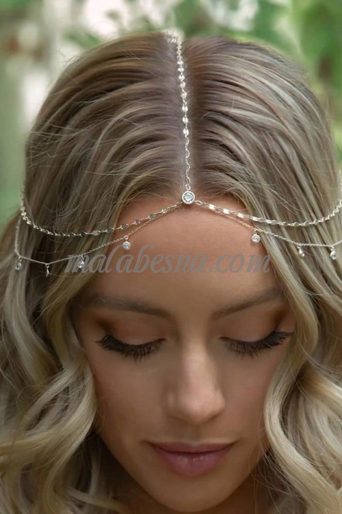 Boho style hair necklace with crystals