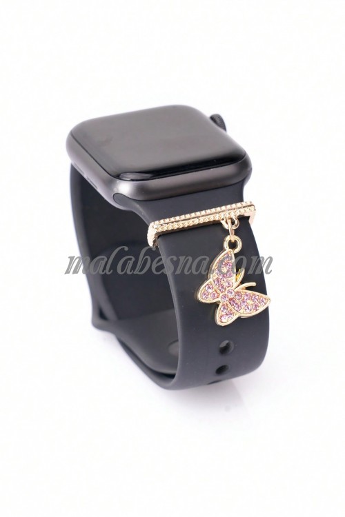 Pink watch band ring with butterfly