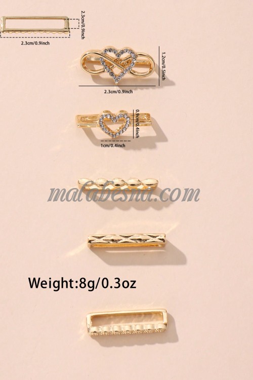 5 golden Pieces watch band rings