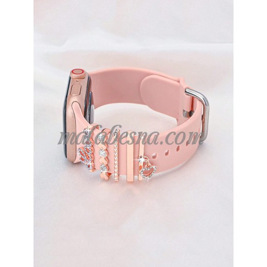 5 Pieces pink watch band rings