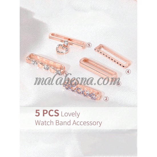 5 Pieces pink watch band rings