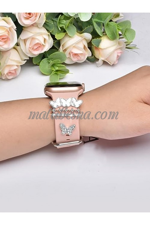 4 pieces silver watch accessory heart and butterfly shape