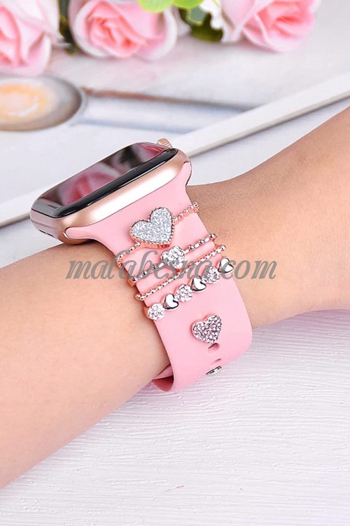 5 pieces colored watch accessory heart shape