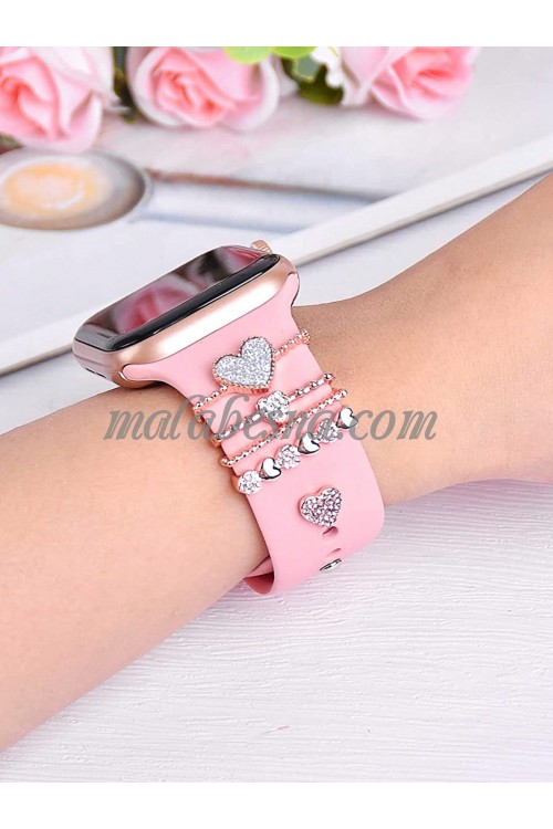 5 pieces colored watch accessory heart shape