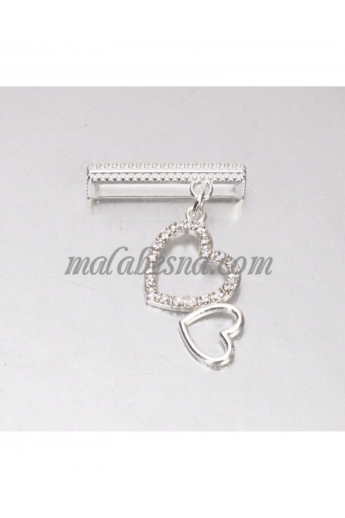 Two hearts attached silver watch strap