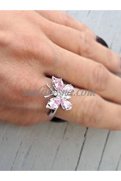 Silver ring with small butterfly