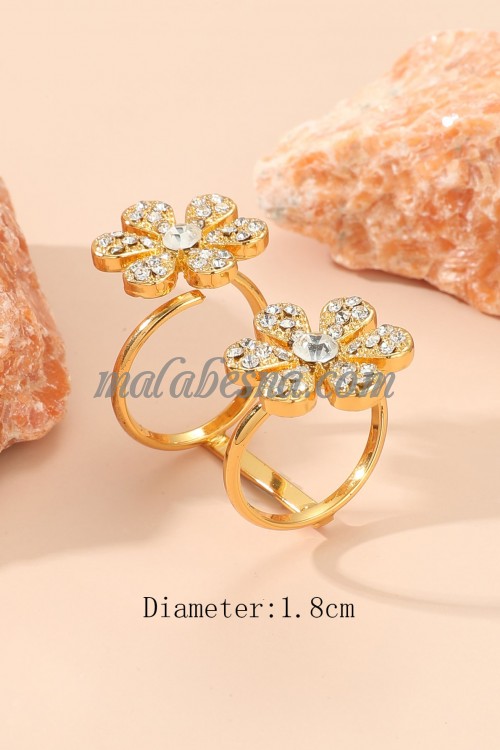 Golden Open ring with two flowers