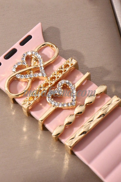 5 Pieces watch strap rings heart shape and mix designs