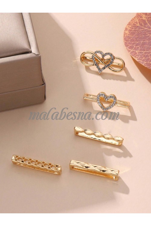 5 Pieces watch strap rings heart shape and mix designs