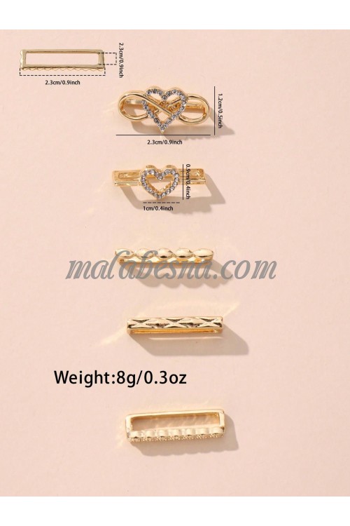 5 Pieces watch strap rings heart shape and mix designs