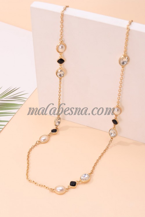 Pearl and Zircon gold necklace