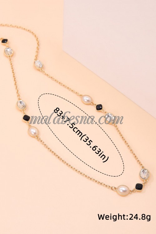 Pearl and Zircon gold necklace