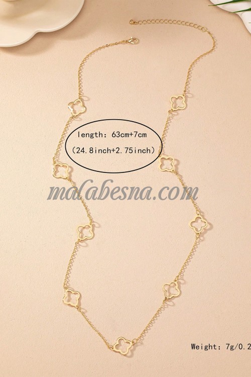 Golden necklace with luck leaf pattern