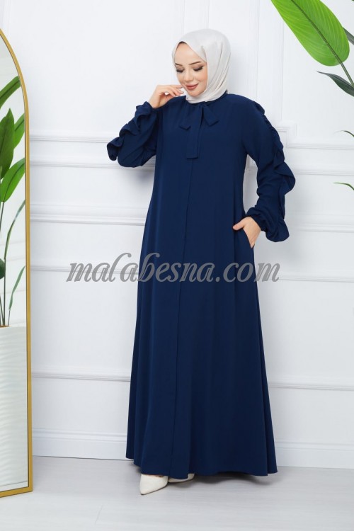 Dark Blue Abaya with design on the sleeves