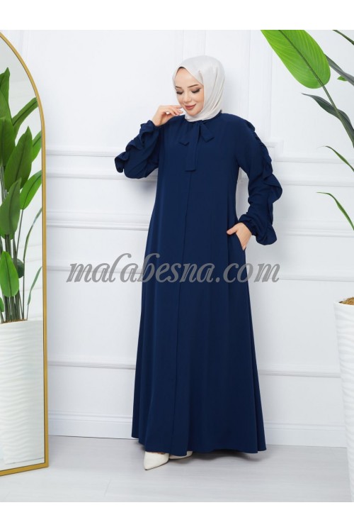 Dark Blue Abaya with design on the sleeves