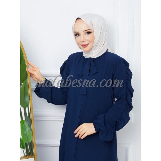 Dark Blue Abaya with design on the sleeves