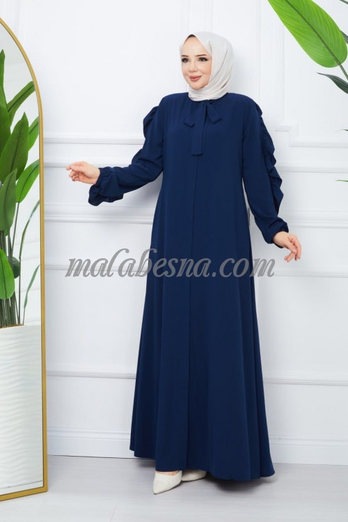 Dark Blue Abaya with design on the sleeves