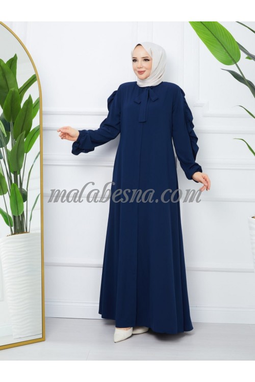 Dark Blue Abaya with design on the sleeves