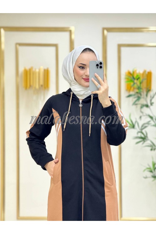 2 Pieces Black suit with beige color and white lines on the jacket and pants