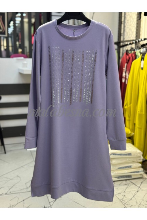 purple long blouse with strass on the chest