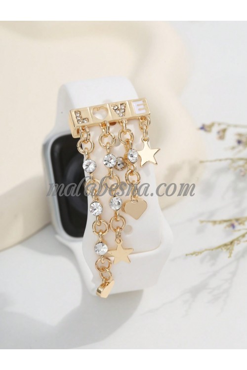 Watch ring with the word love and hearts and stars