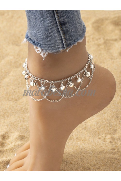 White silver color Bell Charm Anklet