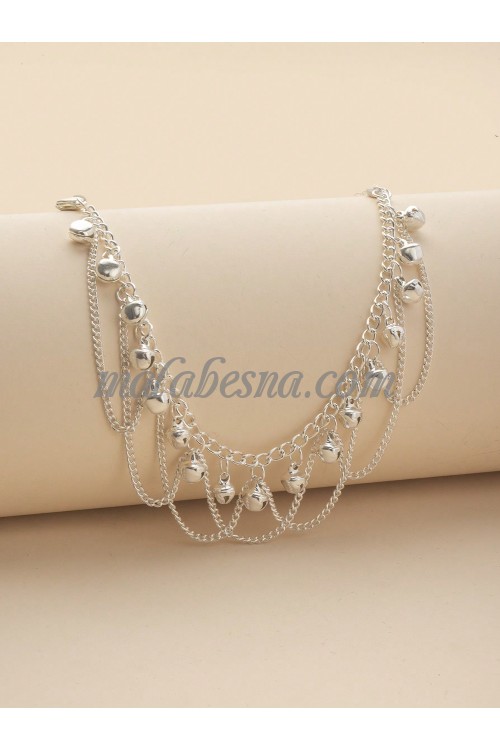 White silver color Bell Charm Anklet