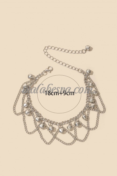 Silver color Bell Charm Anklet