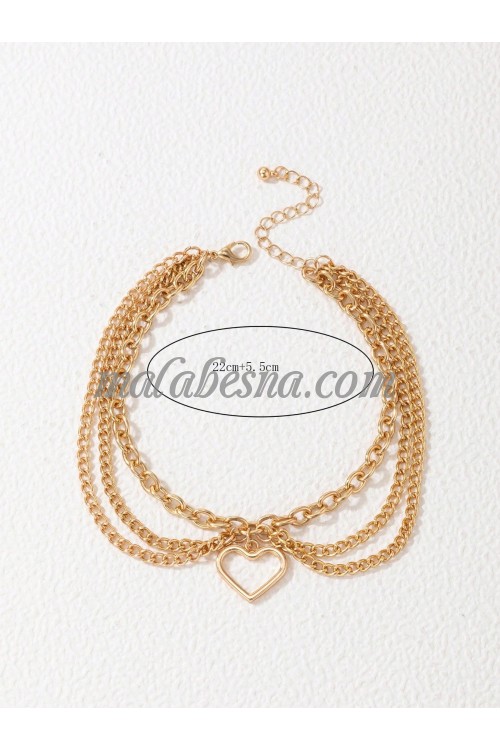 Golden mulit layer anklet with heart