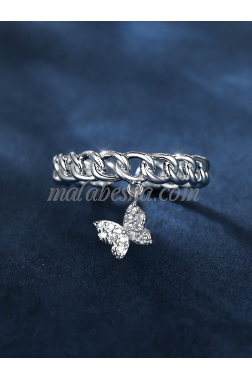 Silver ring with butterfly