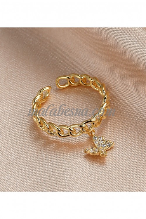 Golden ring with butterfly