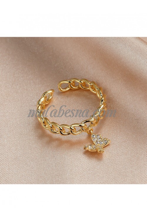 Golden ring with butterfly